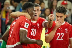 Fussball FIFA WM-Qualifikation Europa 2025/26, Gruppe B - Schweiz vs Kosovo - St. Jakob-Park (Basel): Tor und Torjubel z